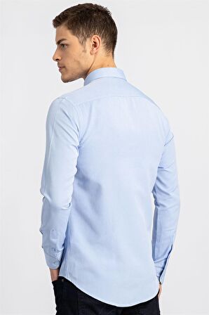 Tudors Slim Fit Dar Kesim Uzun Kol Poplin Oxford Erkek Gömlek