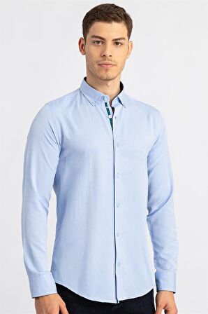 Tudors Slim Fit Dar Kesim Uzun Kol Poplin Oxford Erkek Gömlek