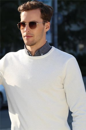 Tudors Slim Fit Dar Kesim Bisiklet Yaka Petek Dese
