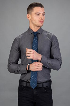 Tudors Modern Slim Fit Dar Kesim Armürlü Erkek Gömlek