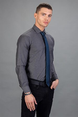 Tudors Modern Slim Fit Dar Kesim Armürlü Erkek Gömlek