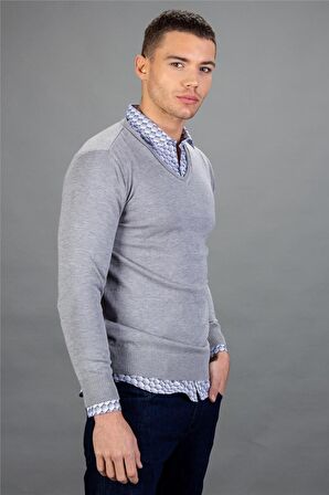 Tudors Slim Fit Dar Kesim V Yaka Pamuklu Erkek Kaz