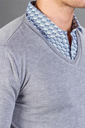 Tudors Slim Fit Dar Kesim V Yaka Pamuklu Erkek Kaz