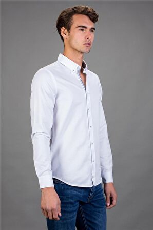 Tudors Slim Fit Dar Kesim Düz Spor Erkek Gömlek