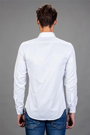 Tudors Slim Fit Dar Kesim Düz Spor Erkek Gömlek