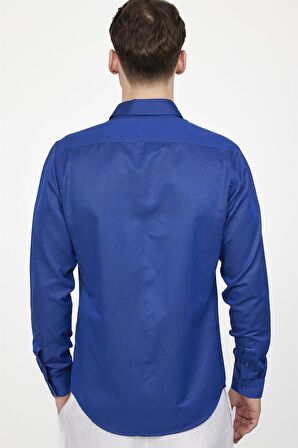 Tudors Slim Fit Dar Kesim Uzun Kol Poplin Oxford Erkek Gömlek