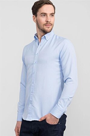 Tudors Slim Fit Dar Kesim Uzun Kol Poplin Oxford Erkek Gömlek