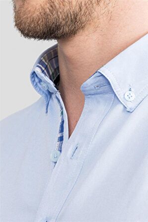 Tudors Slim Fit Dar Kesim Uzun Kol Poplin Oxford Erkek Gömlek