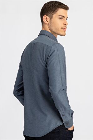 Tudors Slim Fit Dar Kesim Uzun Kol Poplin Oxford Erkek Gömlek