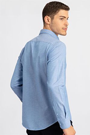 Tudors Slim Fit Dar Kesim Uzun Kol Poplin Oxford Erkek Gömlek