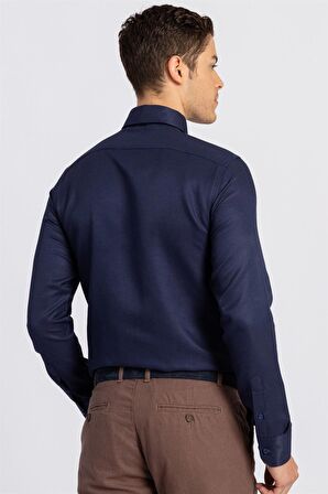 Tudors Slim Fit Dar Kesim Armürlü Erkek Gömlek