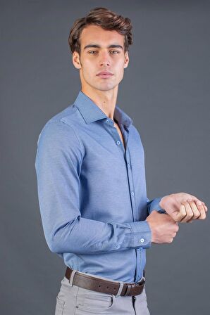 Tudors Slim Fit Dar Kesim Armürlü Erkek Gömlek