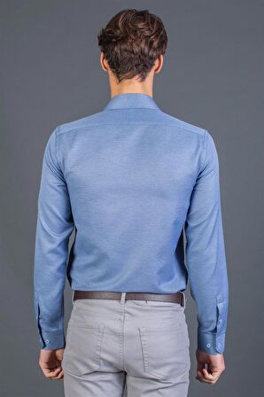 Tudors Slim Fit Dar Kesim Armürlü Erkek Gömlek