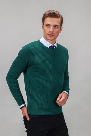 Tudors Slim Fit Dar Kesim Bisiklet Yaka Petek Dese