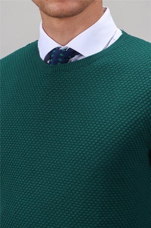 Tudors Slim Fit Dar Kesim Bisiklet Yaka Petek Dese