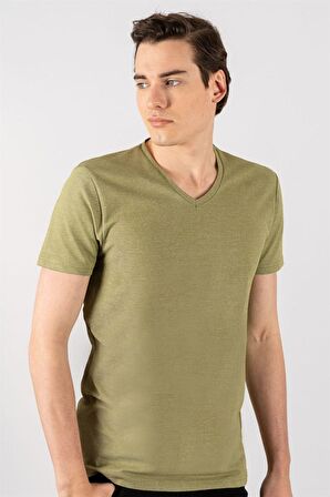 Tudors Slim Fit Dar Kesim V Yaka Oxford Erkek T-Sh