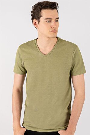 Tudors Slim Fit Dar Kesim V Yaka Oxford Erkek T-Sh
