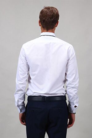 Tudors Modern Slim Fit Dar Kesim Armürlü Erkek Gömlek