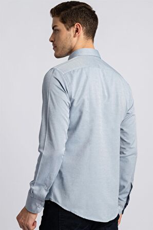 Tudors Slim Fit Dar Kesim Uzun Kol Poplin Oxford Erkek Gömlek