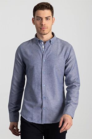 Tudors Slim Fit Dar Kesim Uzun Kol Poplin Oxford Erkek Gömlek