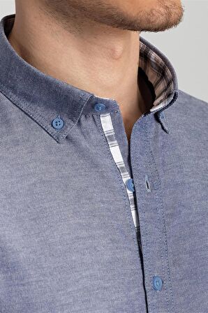 Tudors Slim Fit Dar Kesim Uzun Kol Poplin Oxford Erkek Gömlek