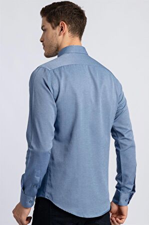 Tudors Slim Fit Dar Kesim Uzun Kol Poplin Oxford Erkek Gömlek