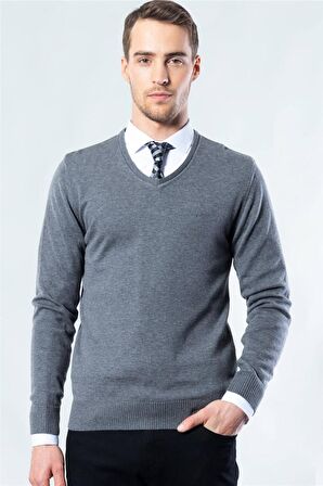 Tudors Slim Fit Dar Kesim V Yaka Pamuklu Erkek Kaz
