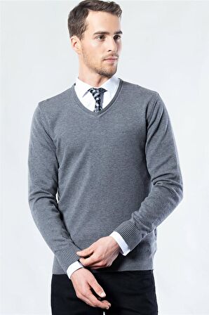 Tudors Slim Fit Dar Kesim V Yaka Pamuklu Erkek Kaz