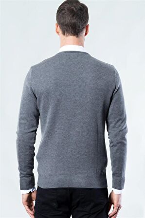 Tudors Slim Fit Dar Kesim V Yaka Pamuklu Erkek Kaz