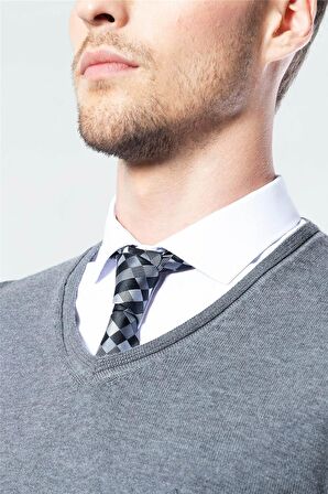Tudors Slim Fit Dar Kesim V Yaka Pamuklu Erkek Kaz