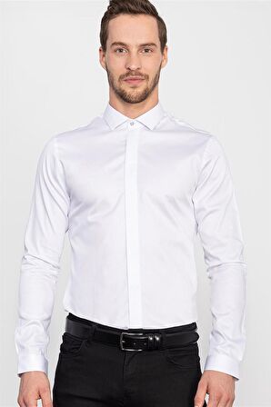 Tudors Süper Slim Fit Extra Dar Kesim Likralı Erkek Gömlek