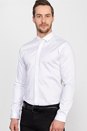 Tudors Süper Slim Fit Extra Dar Kesim Likralı Erkek Gömlek