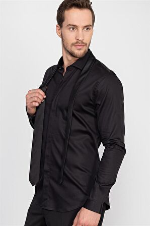 Tudors Süper Slim Fit Extra Dar Kesim Likralı Erkek Gömlek