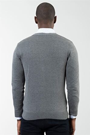 Tudors Slim Fit Dar Kesim Düğmeli Düz Pamuk Erkek Hırka