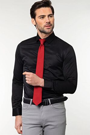 Tudors Slim Fit Dar Kesim Düz Erkek Gömlek
