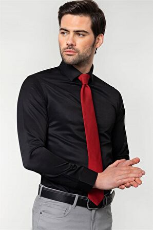 Tudors Slim Fit Dar Kesim Düz Erkek Gömlek