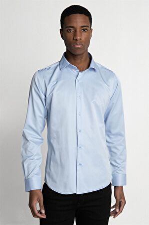 Tudors Slim Fit Dar Kesim Düz Erkek Gömlek