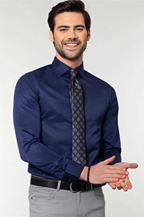 Tudors Slim Fit Dar Kesim Düz Erkek Gömlek