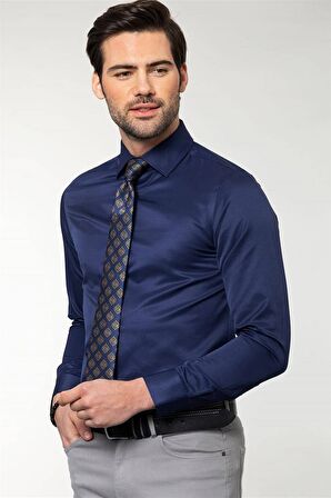 Tudors Slim Fit Dar Kesim Düz Erkek Gömlek