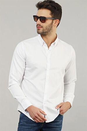 Tudors Slim Fit Dar Kesim Oxford Spor Erkek Gömlek