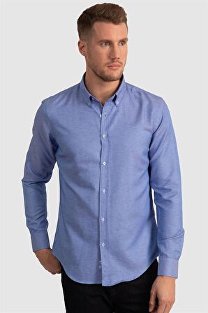 Tudors Slim Fit Dar Kesim Oxford Spor Erkek Gömlek