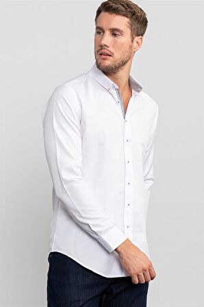 Tudors Slim Fit Dar Kesim Düz Spor Erkek Gömlek
