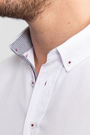 Tudors Slim Fit Dar Kesim Düz Spor Erkek Gömlek
