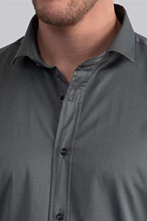 Tudors Slim Fit Dar Kesim Likralı Düz Saten Erkek Gömlek