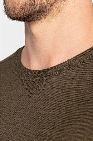 Tudors Slim Fit Dar Kesim Bisiklet Yaka Düz Yün Er