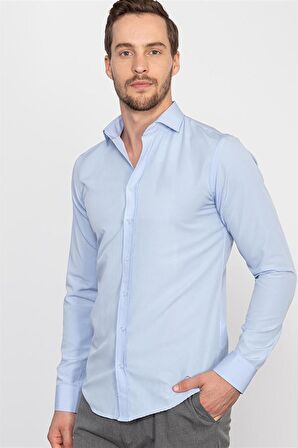 Tudors Slim Fit Dar Kesim Düz Erkek Gömlek