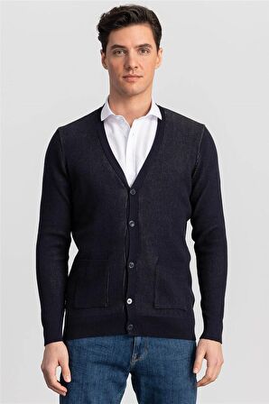 Tudors slim fit düğmeli erkek hırka