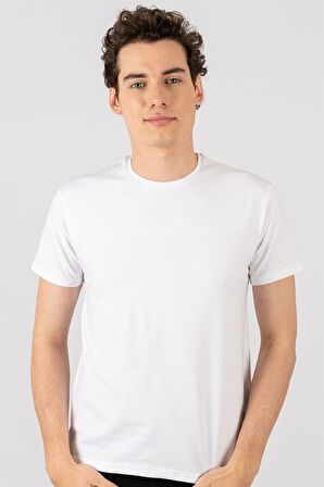 Tudors Slim Fit Dar Kesim Bisiklet Yaka Düz basic Kısa Kol T-Shirt