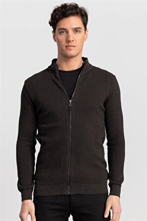 Tudors Desenli Yarım Balıkçı Yaka Fermuarlı Erkek Hırka