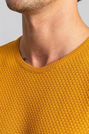 Tudors Slim Fit Dar Kesim Bisiklet Yaka Petek Desenli Erkek Kazak